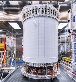 A tall, spherical stainless-steel vat.